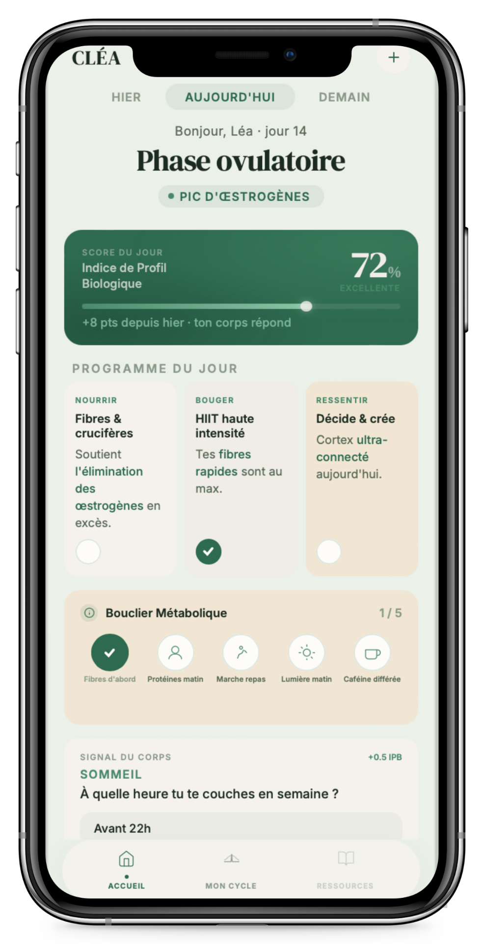 Aperçu de l'application Cléa